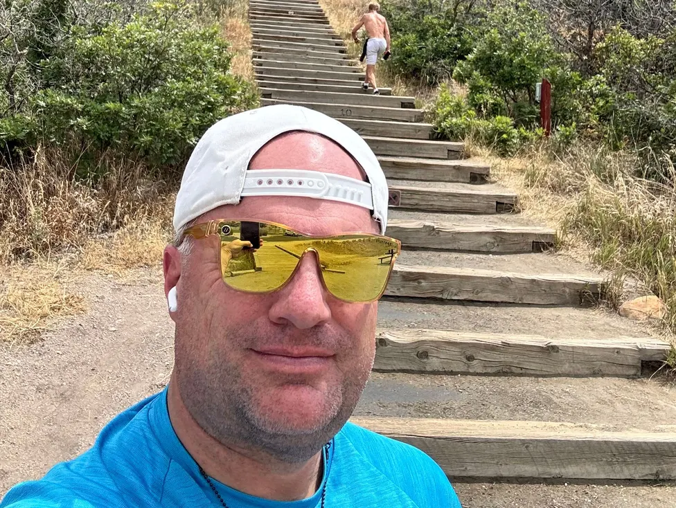 At the foot of the incline steps